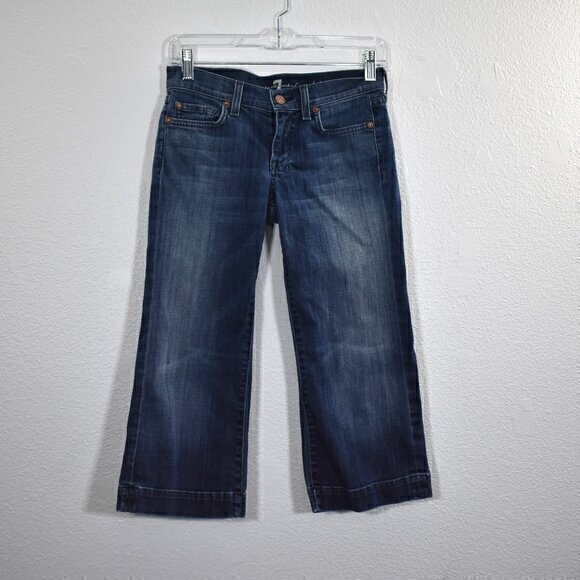 7 for all mankind Dojo Cropped‎ Jeans Size 25 Color Blue Gently Used Condition - Picture 1 of 4
